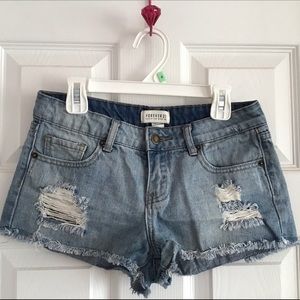 F21 light jean shorts